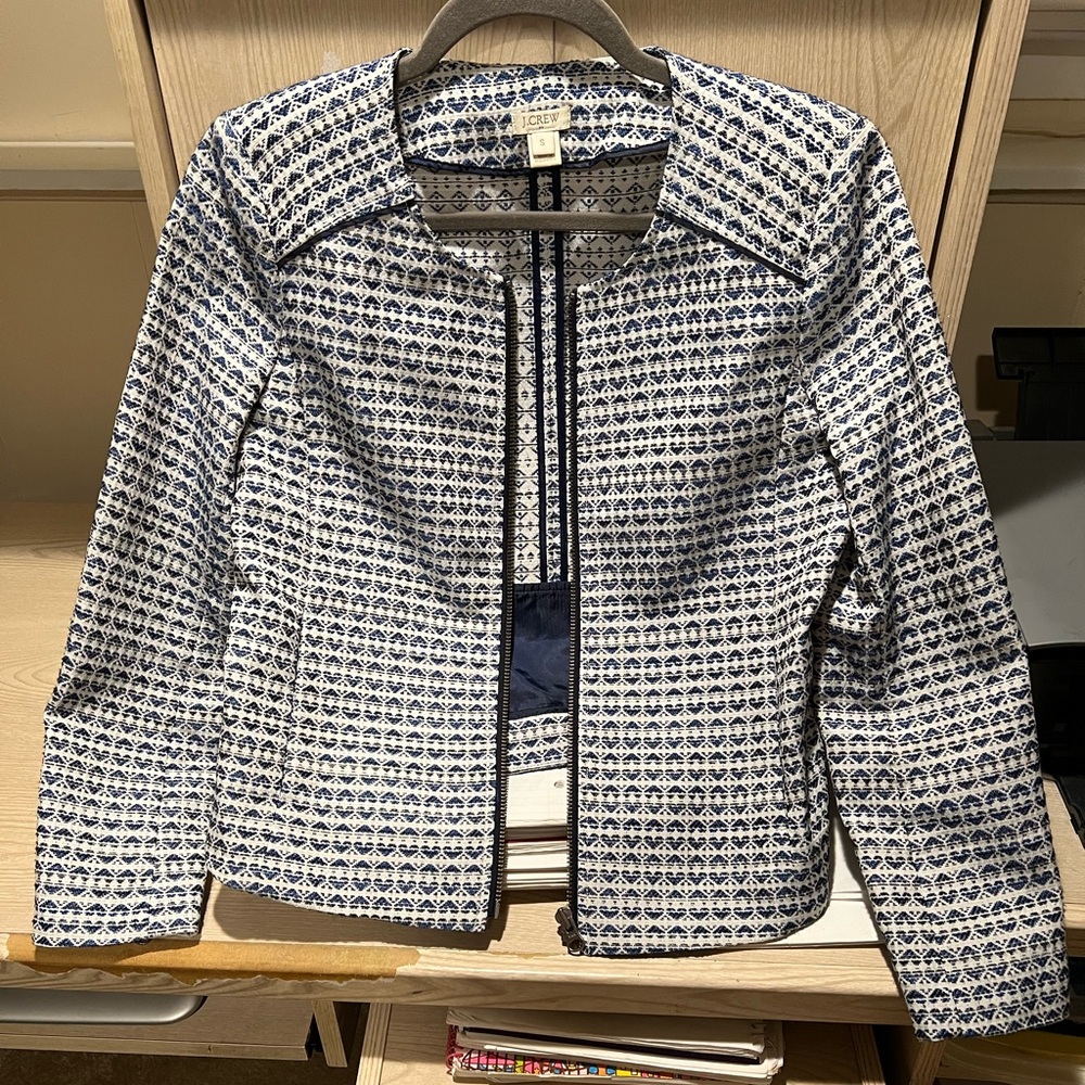 J.Crew Navy Blue and White Jacket